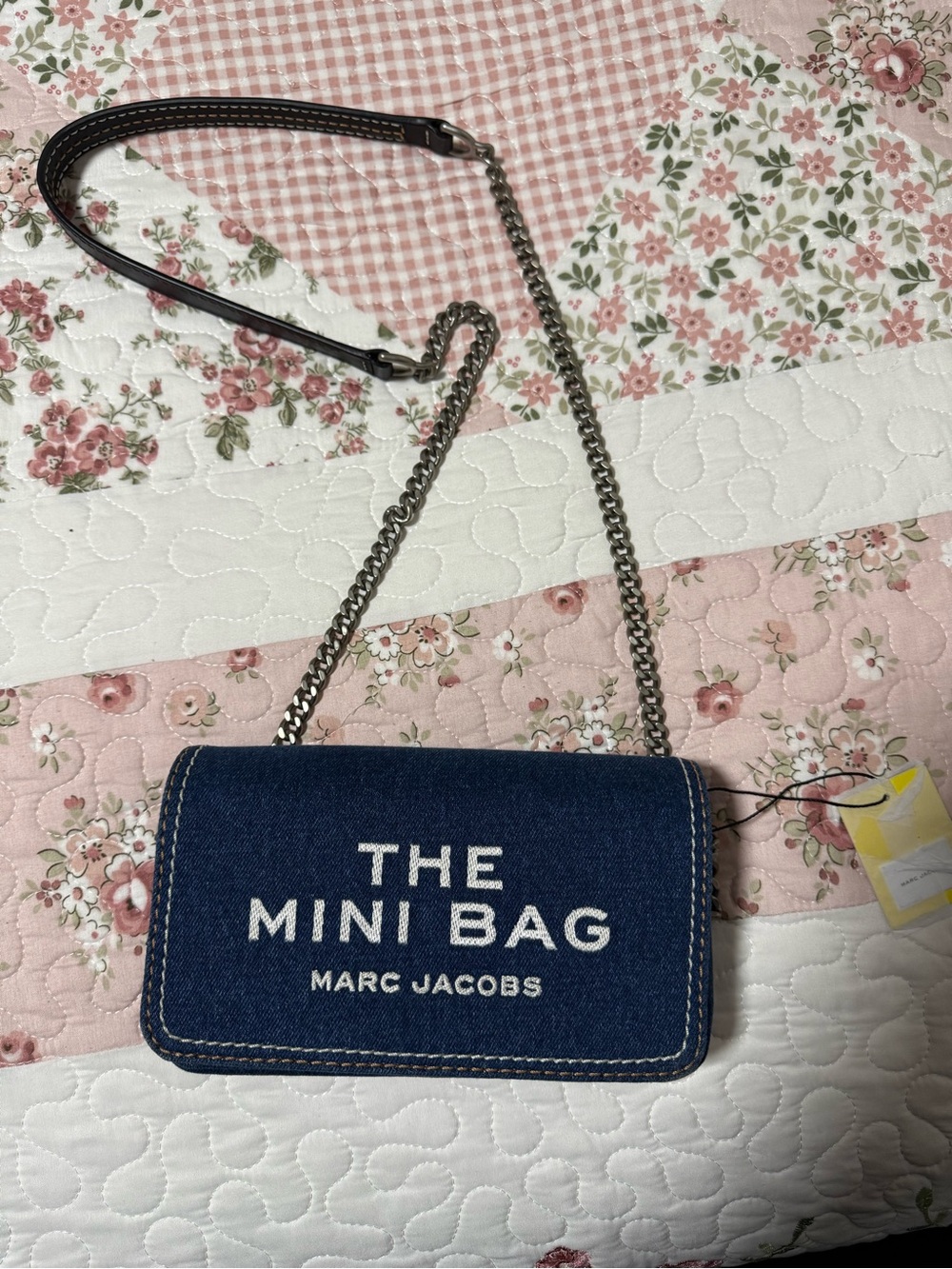 Marc Jacobs Denim Mini Crossbody Bag with White Logo